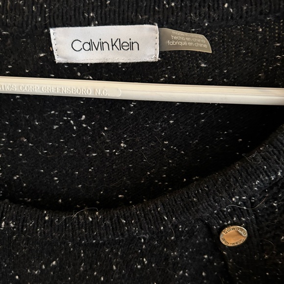 Calvin Klein black speckled sweater with gold buttons - Picture 2 of 3